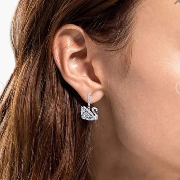 - Swarovski 311797 No.5514420 Dancing Swan Drop Earrings, White - Rhod… - Picture 12 of 12